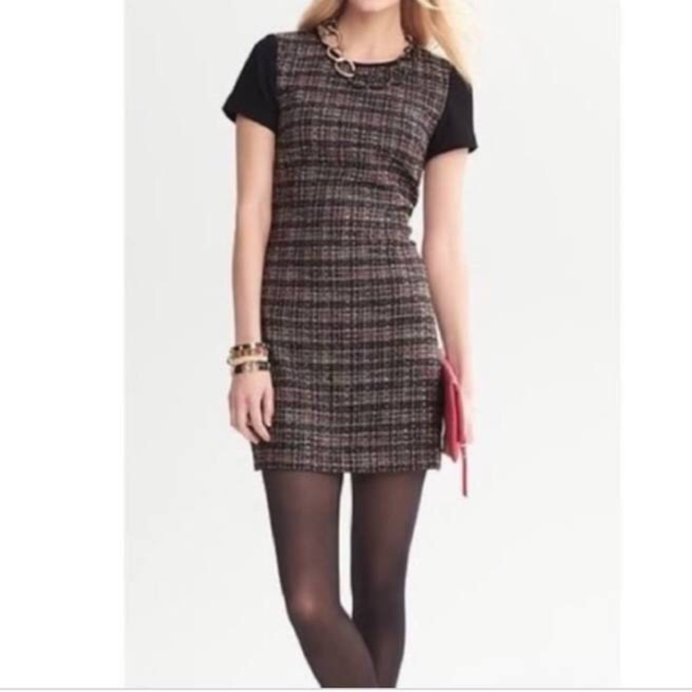 Banana Republic Pink Tweed Shift Dress
